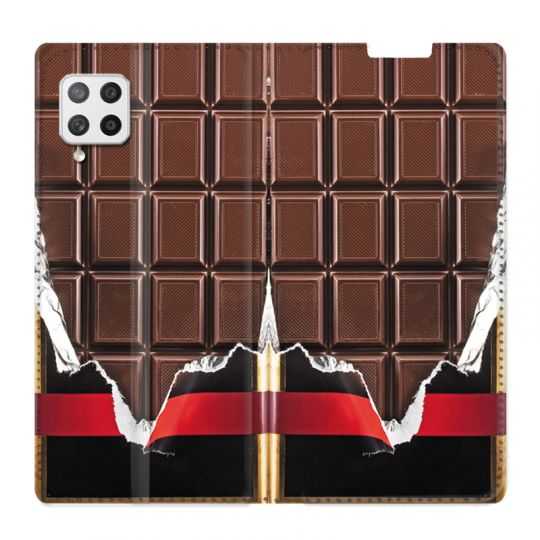 Housse Cuir Portefeuille Pour Samsung Galaxy A12 Trompe Oeil Chocolat