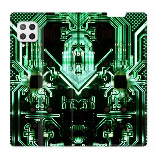 Housse Cuir Portefeuille Pour Samsung Galaxy A12 Trompe Oeil Composant