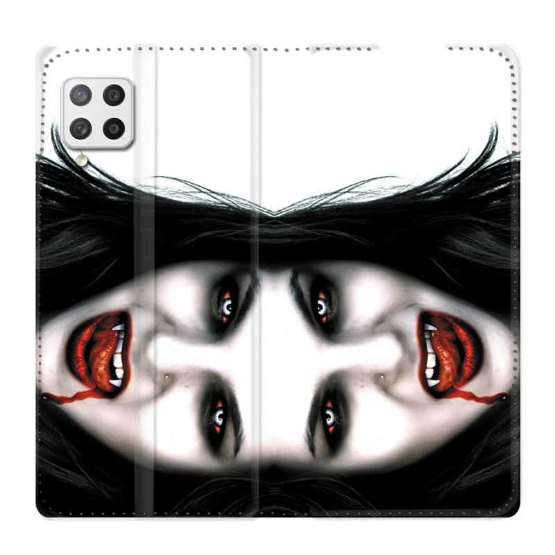 Housse Cuir Portefeuille Pour Samsung Galaxy A12 Vampire Blanc