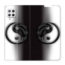 Housse Cuir Portefeuille Pour Samsung Galaxy A12 Yin Yang 3d