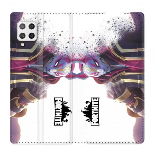 Housse Cuir Portefeuille Pour Samsung Galaxy A12 Fortnite Blanc