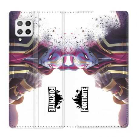 Housse Cuir Portefeuille Pour Samsung Galaxy A12 Fortnite Blanc