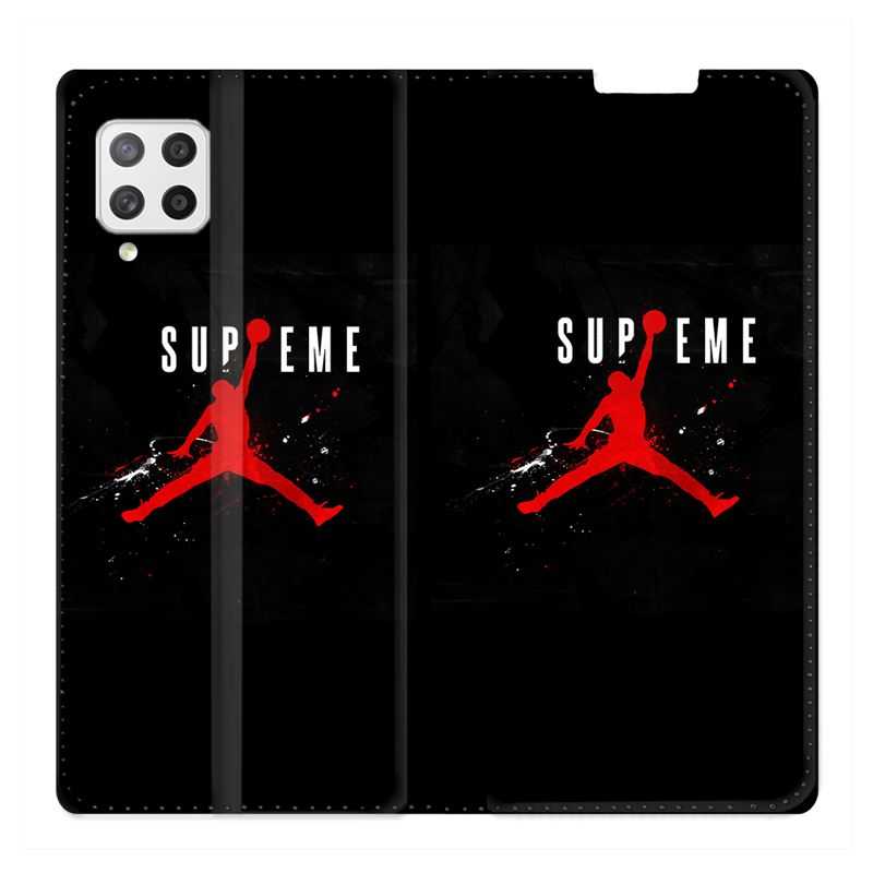 Housse Cuir Portefeuille Pour Samsung Galaxy A12 Jordan Supreme Noir