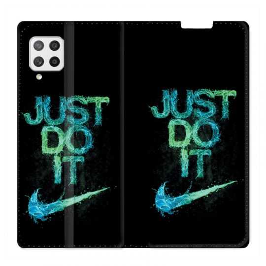 Housse Cuir Portefeuille Pour Samsung Galaxy A12 Nike Just Do It