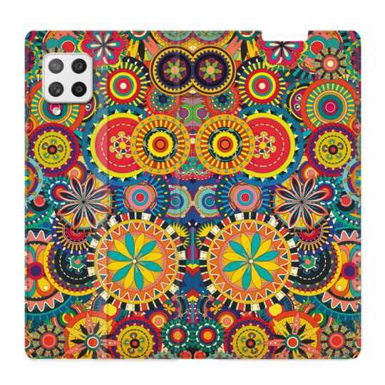 Housse Cuir Portefeuille Pour Samsung Galaxy A12 Psychedelic Roue