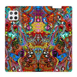 Housse Cuir Portefeuille Pour Samsung Galaxy A12 Psychedelic Yeux