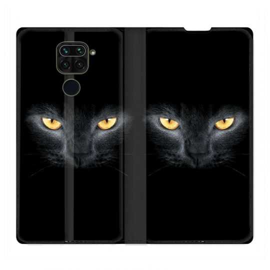 Housse Cuir Portefeuille Pour Xiaomi Redmi Note 9S / 9 Pro Chat Noir
