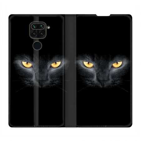 Housse Cuir Portefeuille Pour Xiaomi Redmi Note 9S / 9 Pro Chat Noir