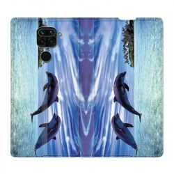 Housse Cuir Portefeuille Pour Xiaomi Redmi Note 9S / 9 Pro Dauphin Ile