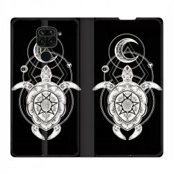 Housse Cuir Portefeuille Pour Xiaomi Redmi Note 9S / 9 Pro Animaux Maori Tortue Noir