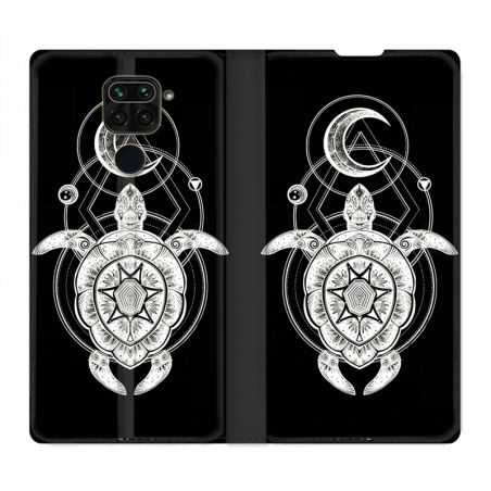 Housse Cuir Portefeuille Pour Xiaomi Redmi Note 9S / 9 Pro Animaux Maori Tortue Noir