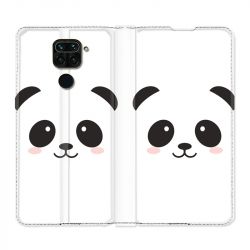 Housse Cuir Portefeuille Pour Xiaomi Redmi Note 9S / 9 Pro Panda Blanc