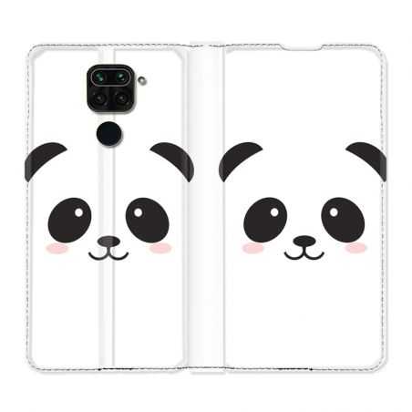 Housse Cuir Portefeuille Pour Xiaomi Redmi Note 9S / 9 Pro Panda Blanc
