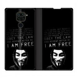 Housse Cuir Portefeuille Pour Xiaomi Redmi Note 9S / 9 Pro Anonymous I am free
