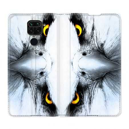 Housse Cuir Portefeuille Pour Xiaomi Redmi Note 9S / 9 Pro Aigle Royal Blanc