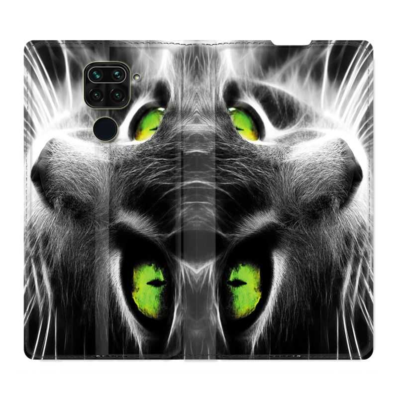 Housse Cuir Portefeuille Pour Xiaomi Redmi Note 9S / 9 Pro Chat Vert