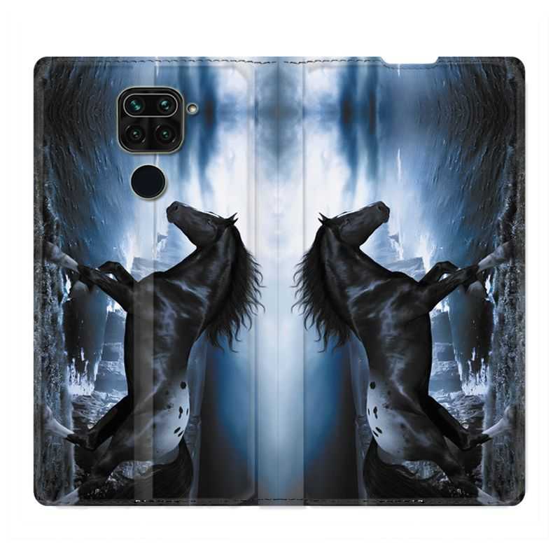 Housse Cuir Portefeuille Pour Xiaomi Redmi Note 9S / 9 Pro Cheval Noir