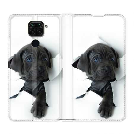 Housse Cuir Portefeuille Pour Xiaomi Redmi Note 9S / 9 Pro Chien Noir