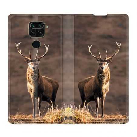 Housse Cuir Portefeuille Pour Xiaomi Redmi Note 9S / 9 Pro Chasse Chevreuil Blanc