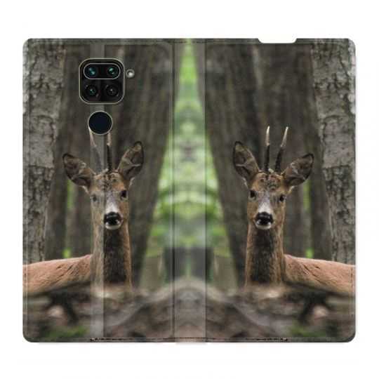 Housse Cuir Portefeuille Pour Xiaomi Redmi Note 9S / 9 Pro Chasse Chevreuil Bois