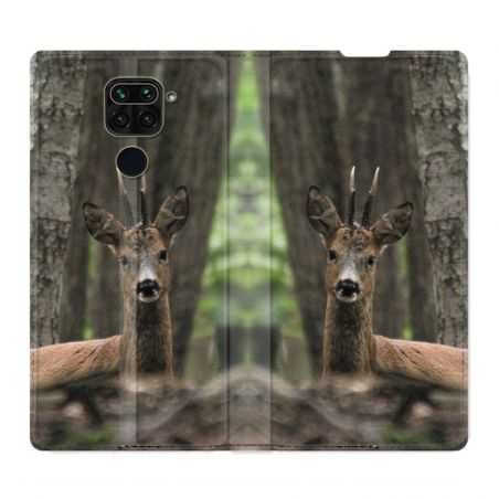 Housse Cuir Portefeuille Pour Xiaomi Redmi Note 9S / 9 Pro Chasse Chevreuil Bois
