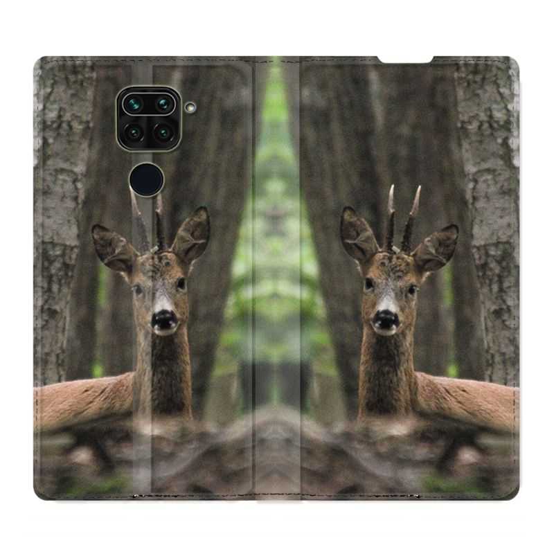 Housse Cuir Portefeuille Pour Xiaomi Redmi Note 9S / 9 Pro Chasse Chevreuil Bois