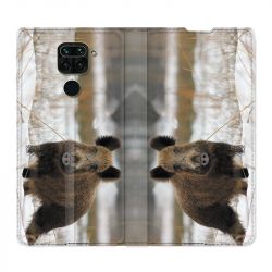 Housse Cuir Portefeuille Pour Xiaomi Redmi Note 9S / 9 Pro Chasse Sanglier Neige