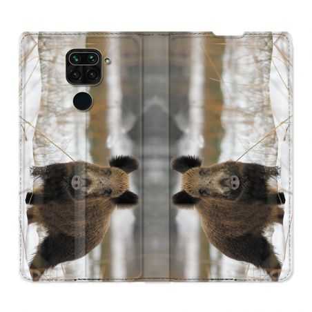 Housse Cuir Portefeuille Pour Xiaomi Redmi Note 9S / 9 Pro Chasse Sanglier Neige