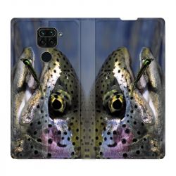 Housse Cuir Portefeuille Pour Xiaomi Redmi Note 9S / 9 Pro Peche Truite