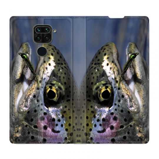 Housse Cuir Portefeuille Pour Xiaomi Redmi Note 9S / 9 Pro Peche Truite