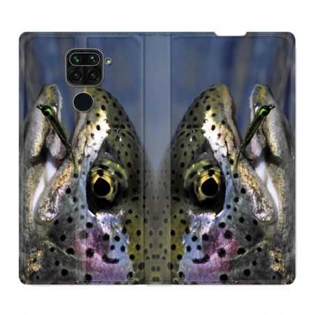 Housse Cuir Portefeuille Pour Xiaomi Redmi Note 9S / 9 Pro Peche Truite