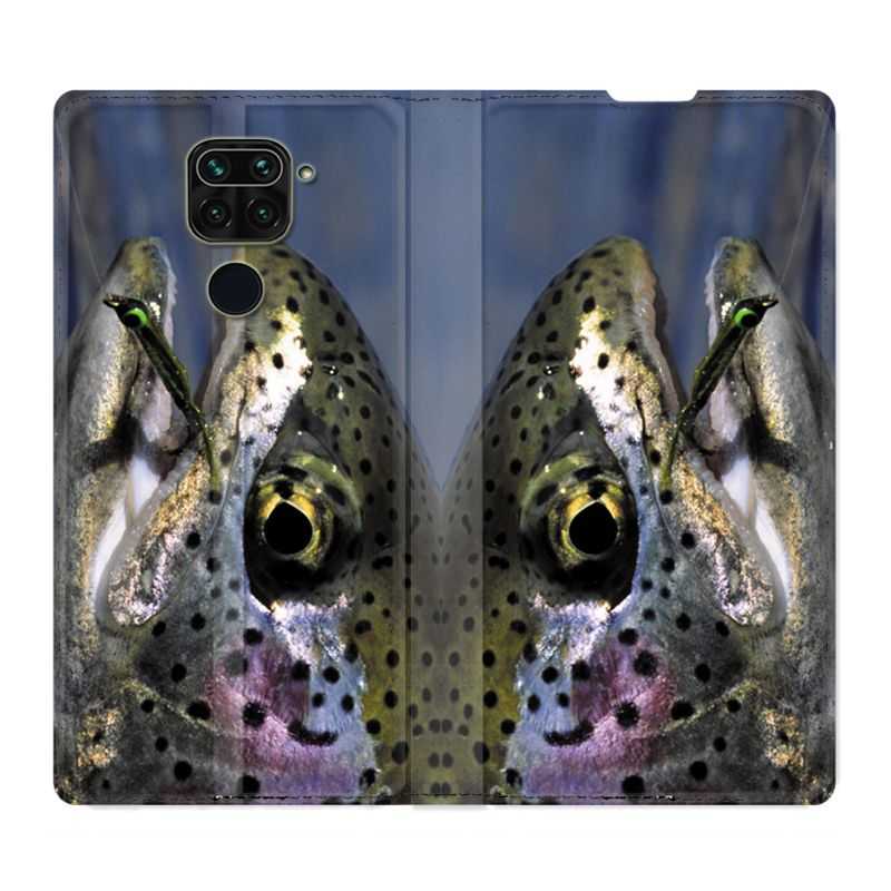 Housse Cuir Portefeuille Pour Xiaomi Redmi Note 9S / 9 Pro Peche Truite