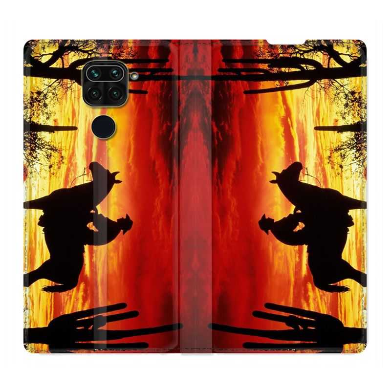 Housse Cuir Portefeuille Pour Xiaomi Redmi Note 9S / 9 Pro Cow Boy Soleil