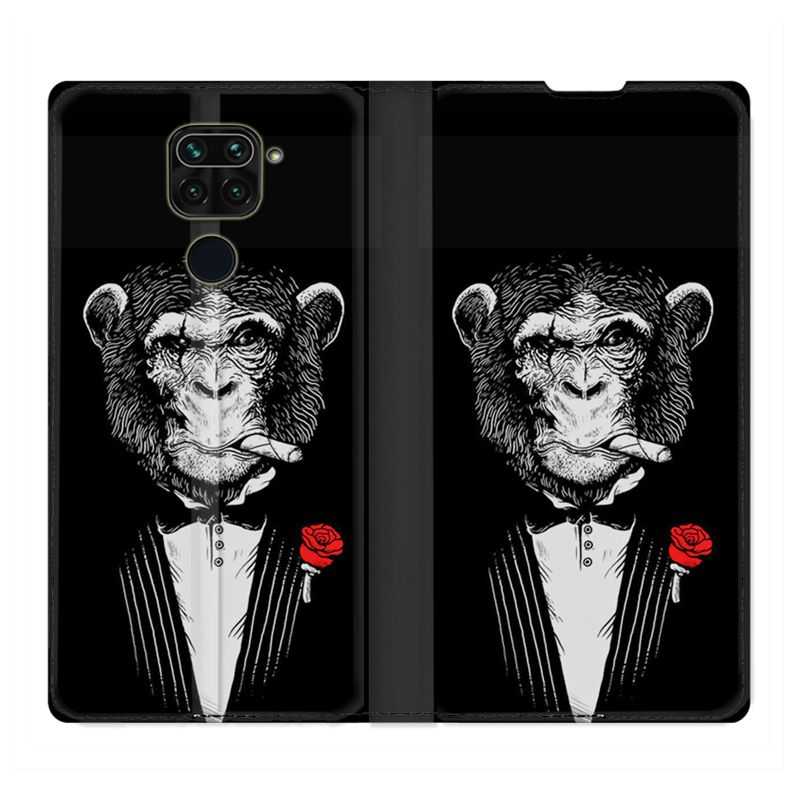 Housse Cuir Portefeuille Pour Xiaomi Redmi Note 9S / 9 Pro Decale Singe Mafia