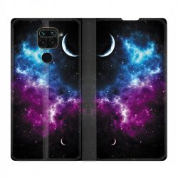 Housse Cuir Portefeuille Pour Xiaomi Redmi Note 9S / 9 Pro Univers Bleu Violet