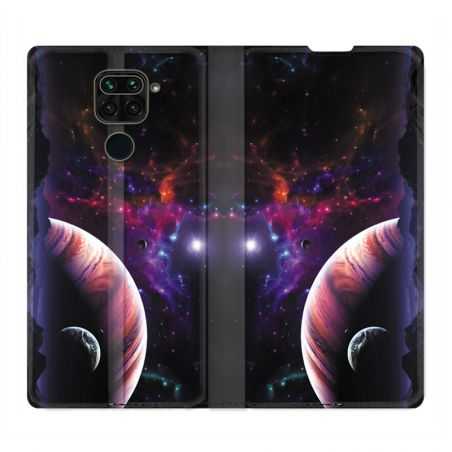 Housse Cuir Portefeuille Pour Xiaomi Redmi Note 9S / 9 Pro Planete Rouge