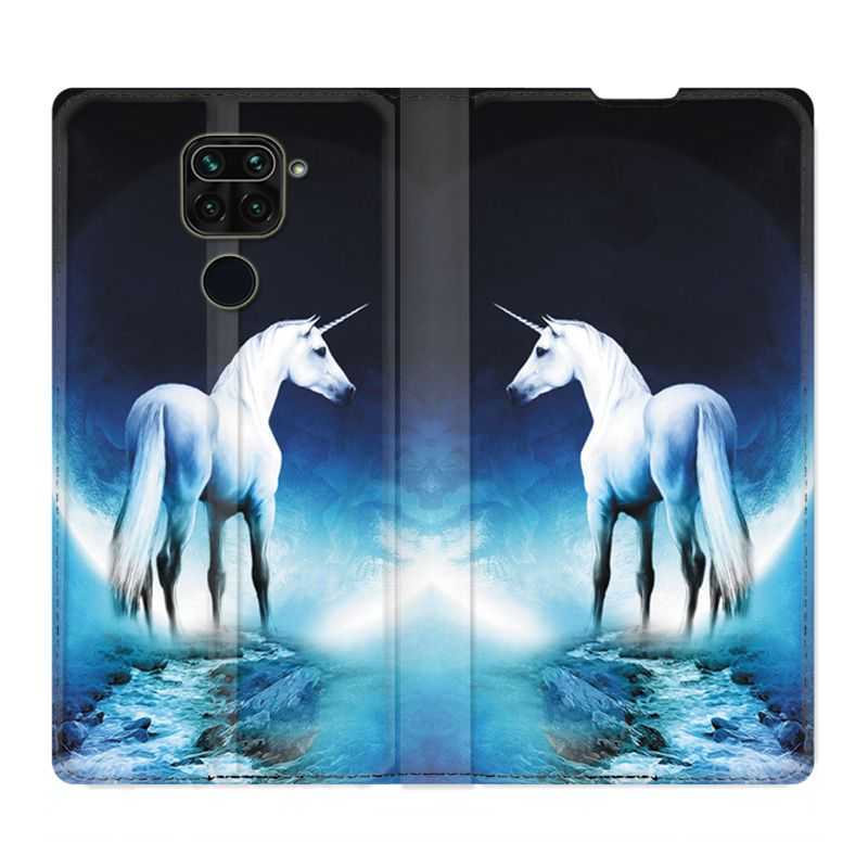 Housse Cuir Portefeuille Pour Xiaomi Redmi Note 9S / 9 Pro Licorne Lune