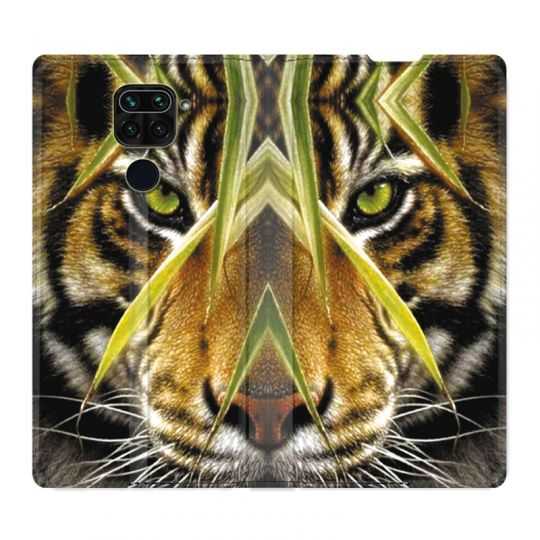 Housse Cuir Portefeuille Pour Xiaomi Redmi Note 9S / 9 Pro Oeil Tigre