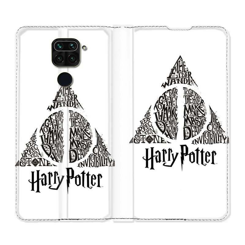 Housse Cuir Portefeuille Pour Xiaomi Redmi Note 9S / 9 Pro WB License Harry Potter Triangle Blanc