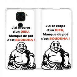 Housse Cuir Portefeuille Pour Xiaomi Redmi Note 9S / 9 Pro Humour Bouddha