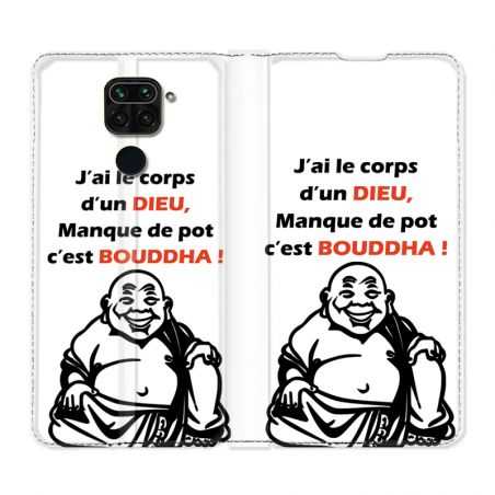 Housse Cuir Portefeuille Pour Xiaomi Redmi Note 9S / 9 Pro Humour Bouddha