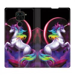 Housse Cuir Portefeuille Pour Xiaomi Redmi Note 9S / 9 Pro Licorne Arc en ciel