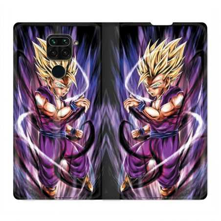 Housse Cuir Portefeuille Pour Xiaomi Redmi Note 9S / 9 Pro Manga Dragon Ball Sangohan Violet