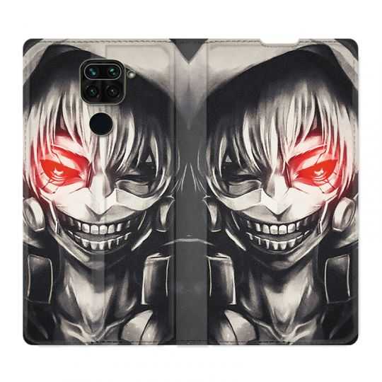 Housse Cuir Portefeuille Pour Xiaomi Redmi Note 9S / 9 Pro Manga Kaneki Noir