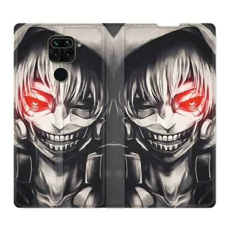 Housse Cuir Portefeuille Pour Xiaomi Redmi Note 9S / 9 Pro Manga Kaneki Noir