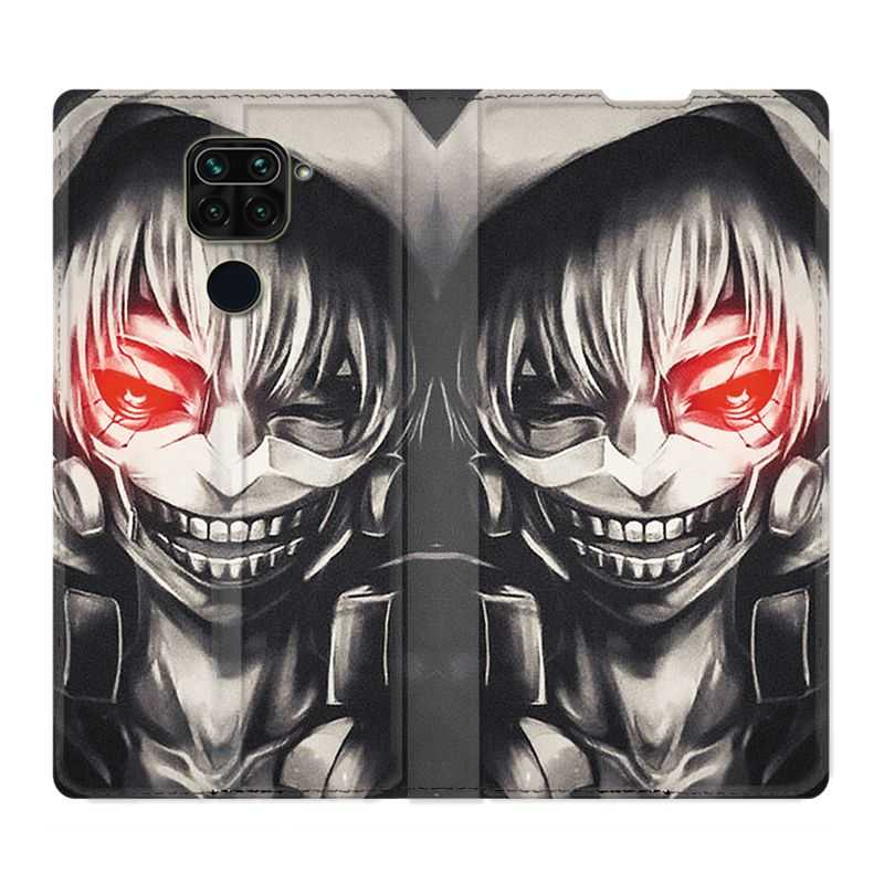 Housse Cuir Portefeuille Pour Xiaomi Redmi Note 9S / 9 Pro Manga Kaneki Noir