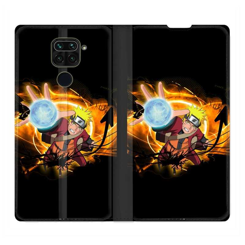 Housse Cuir Portefeuille Pour Xiaomi Redmi Note 9S / 9 Pro Manga Naruto Noir
