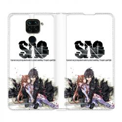 Housse Cuir Portefeuille Pour Xiaomi Redmi Note 9S / 9 Pro Manga SAO sword Art Online Blanc