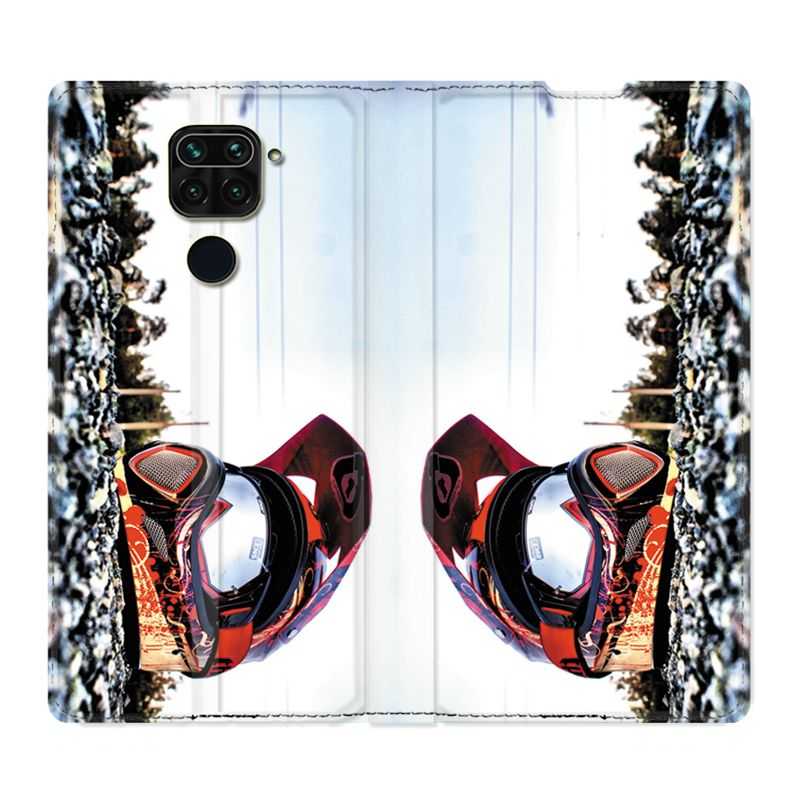 Housse Cuir Portefeuille Pour Xiaomi Redmi Note 9S / 9 Pro Moto Casque Cross