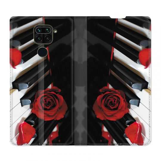 Housse Cuir Portefeuille Pour Xiaomi Redmi Note 9S / 9 Pro Musique Rose Piano